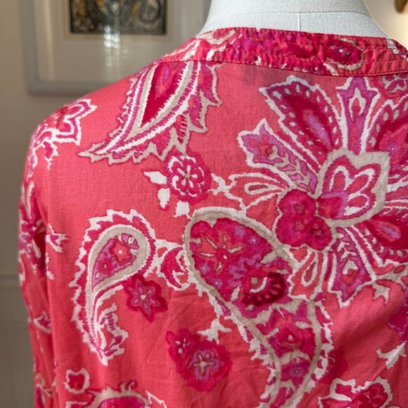 Talbots Whisper Weight Cotton Batik Print Tunic Pink Salmon L - Picture 3 of 6